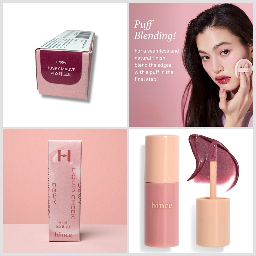 Hince Dewy Liquid Cheek Blush Husky Mauve For A Radiant Water Glow 0.2 fl oz NIB